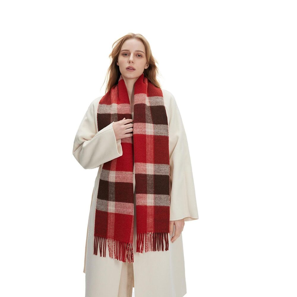 5631 Wool Plaid Scarf & Warm Winter Shawl Blanket Wrap, Soft Large